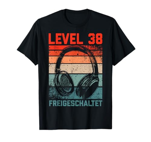 38. Geburtstag Jungen Video Gamer Level 38 Unlocked Männer T-Shirt von Gamer Geburtstag Zocker Männer Spieler Jungen