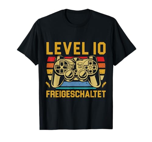 10. Geburtstag Jungen Video Gamer Level 10 Unlocked Kids T-Shirt von Gamer Geburtstag Zocker Video Spieler Kinder Jungs