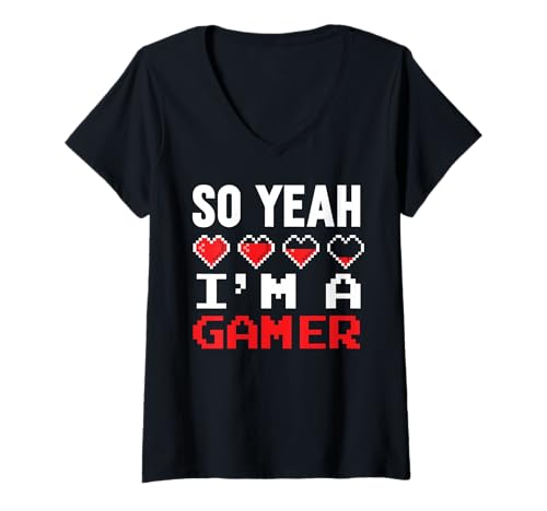 Damen Ja ich Bin EIN Gamer Gaming T-Shirt mit V-Ausschnitt Damen Ja ich Bin EIN Gamer Gaming T-Shirt mit V-Ausschnitt von Gamer Gift Gamer Nerd