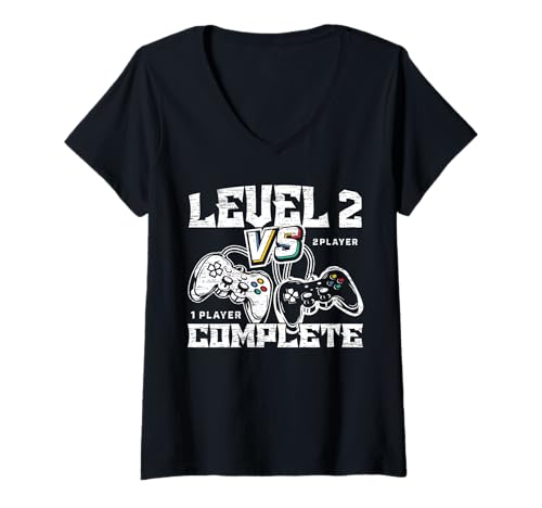 Damen Level 2 Player 1 Player 2 Gamer T-Shirt mit V-Ausschnitt Damen Level 2 Player 1 Player 2 Gamer T-Shirt mit V-Ausschnitt von Gamer Gift Gamer Nerd