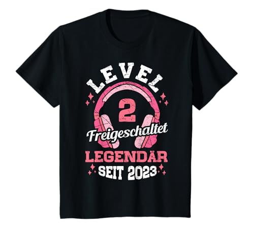 Kinder Level 2 Jahre Mädchen Geburtstag Gamer Girl Zockerin 2023 T-Shirt von Gamer Girl Geburtstag Mädchen Geschenkideen 2025