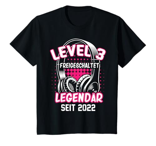 Kinder Level 3 Jahre Mädchen Geburtstag Gamer Girl Zockerin 2022 T-Shirt von Gamer Girl Geburtstag Mädchen Geschenkideen 2025