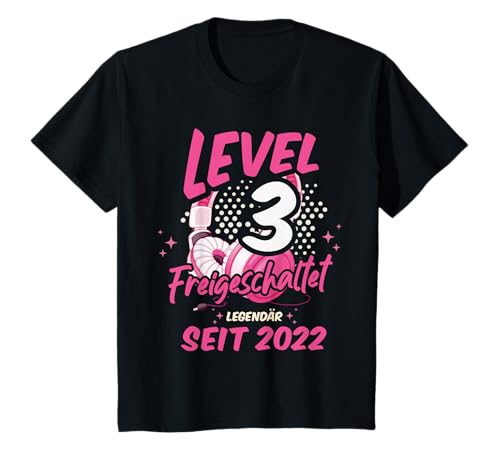 Kinder Level 3 Jahre Mädchen Geburtstag Gamer Girl Zockerin 2022 T-Shirt von Gamer Girl Geburtstag Mädchen Geschenkideen 2025