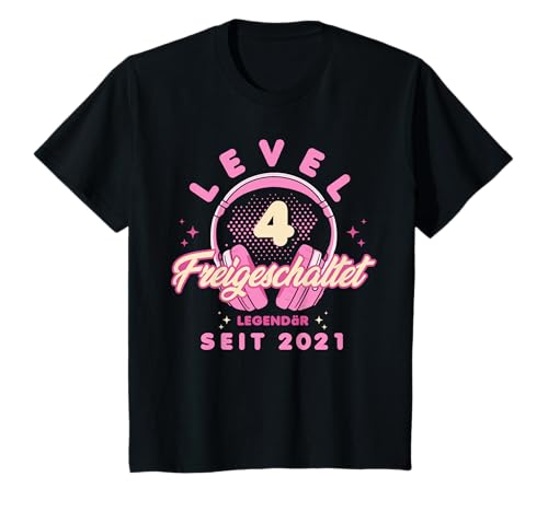 Kinder Level 4 Jahre Mädchen Geburtstag Gamer Girl Zockerin 2021 T-Shirt von Gamer Girl Geburtstag Mädchen Geschenkideen 2025
