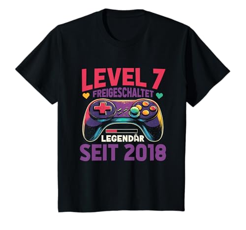 Kinder Level 7 Jahre Mädchen Geburtstag Gamer Girl Zockerin 2018 T-Shirt von Gamer Girl Geburtstag Mädchen Geschenkideen 2025