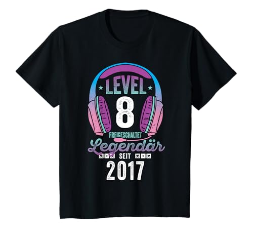 Kinder Level 8 Jahre Mädchen Geburtstag Gamer Girl Zockerin 2017 T-Shirt von Gamer Girl Geburtstag Mädchen Geschenkideen 2025