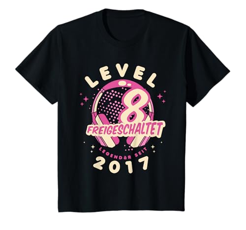 Kinder Level 8 Jahre Mädchen Geburtstag Gamer Girl Zockerin 2017 T-Shirt von Gamer Girl Geburtstag Mädchen Geschenkideen 2025