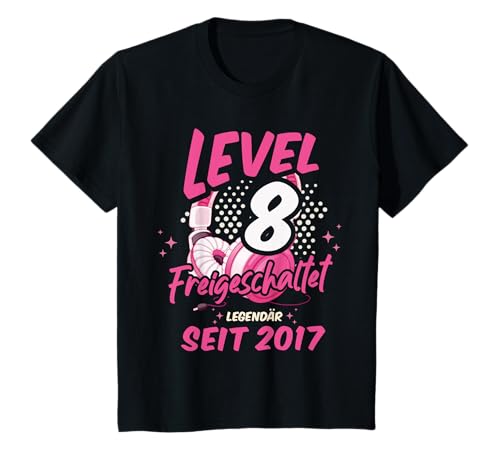 Kinder Level 8 Jahre Mädchen Geburtstag Gamer Girl Zockerin 2017 T-Shirt von Gamer Girl Geburtstag Mädchen Geschenkideen 2025
