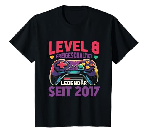 Level 8 Jahre Mädchen Geburtstag Gamer Girl Zockerin 2017 T-Shirt von Gamer Girl Geburtstag Mädchen Geschenkideen 2025