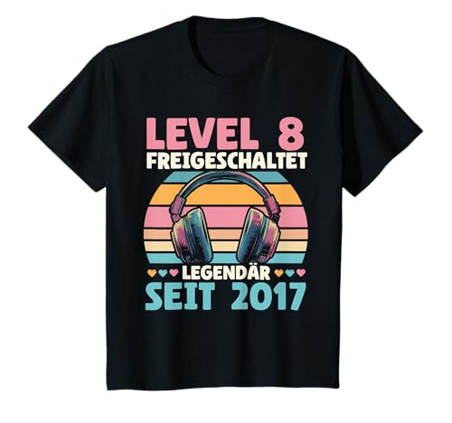 Kinder Level 8 Jahre Mädchen Geburtstag Gamer Girl Zockerin 2017 T-Shirt von Gamer Girl Geburtstag Mädchen Geschenkideen 2025