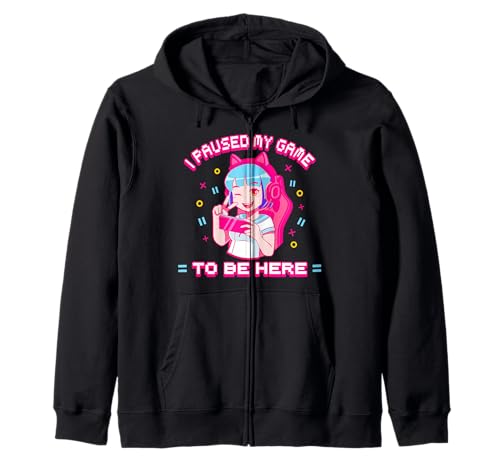 I Paused My Game to Be Here - Gamer Anime Girl Kapuzenjacke von Gamer Girl Gifts