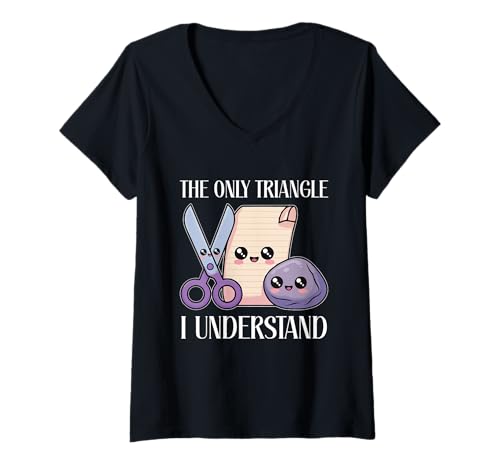 Damen Perfektes Schere Stein Papier Gruppen Schulspiel T-Shirt mit V-Ausschnitt Damen Perfektes Schere Stein Papier Gruppen Schulspiel T-Shirt mit V-Ausschnitt von Gamer Kindheitsspiel Design Schule Und Universität