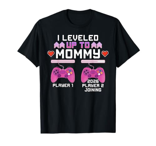 Wieder zu Mama hochgelevelt Lustiger Gamer Mama Est 2026 T-Shirt von Gamer Leveled Up 2026 Retro Gaming