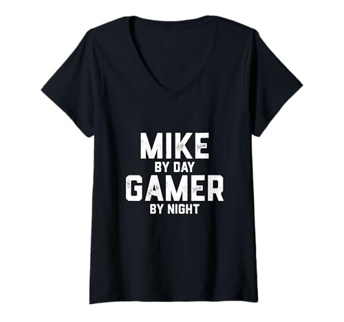 Damen Mike Gamer Halloween Gaming Kostüm Gen Z Millennial Michael T-Shirt mit V-Ausschnitt von Gamer Life Designs