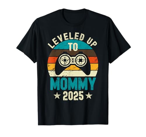 Auf Mama hochgestuft. 2025 Neue Mama wird zum ersten Mal befördert T-Shirt von Gamer Mom est 2025 Tee Soon To Be Mommy
