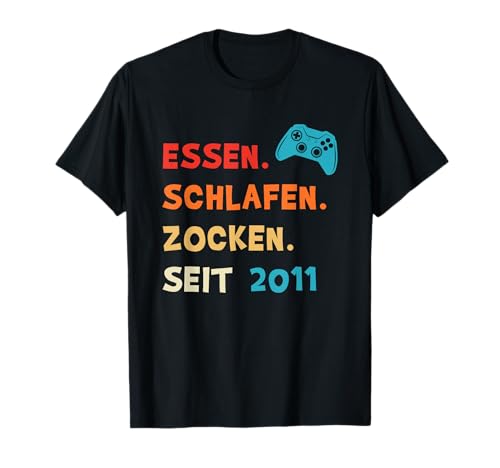 Essen Schlafen Zocken Seit 2011 Geburtststag Junge Mädchen T-Shirt von Gamer Outfit Gaming Bekleidung Zocker TShirt