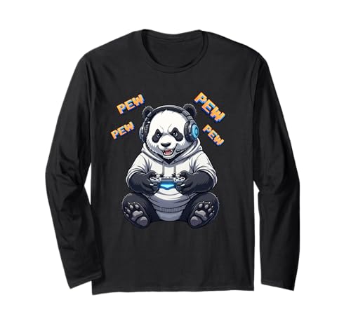 Lustiger Panda Gamer Pew Grafik für Jungen Herren Kinder Teenager Langarmshirt Lustiger Panda Gamer Pew Grafik für Jungen Herren Kinder Teenager Langarmshirt von Gamer Panda Pew Video Game Graphic Tees
