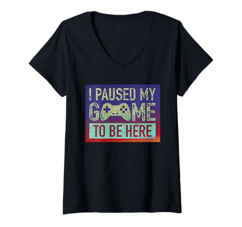 Damen Gamer Ich Habe Mein Spiel unterbrochen, um Hier zu Sein Rainbow T-Shirt mit V-Ausschnitt Damen Gamer Ich Habe Mein Spiel unterbrochen, um Hier zu Sein Rainbow T-Shirt mit V-Ausschnitt von Gamer Pause