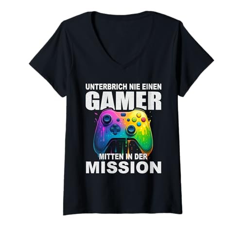 Damen Jungen Männer Lustiges Gaming Gamer Zocker T-Shirt mit V-Ausschnitt Damen Jungen Männer Lustiges Gaming Gamer Zocker T-Shirt mit V-Ausschnitt von Gamer Spruch Geschenke für Gaming Fans