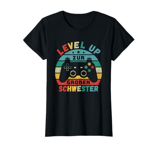 Level Up zur Großen Schwester Geburt Schwanger Mädchen Gamer T-Shirt von Gamer T-Shirt Geschenk zur Geburt Schwangerschaft