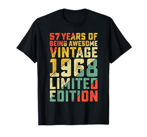 57. Geburtstag Geschenke für 57 Jahre alte Männer Frauen Vintage 1968 T-Shirt von Gamer birthday retro Tee.Co