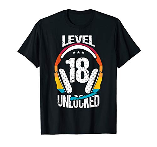 18. Geburtstag Cooles Gamer Jungen Männer Level 18 Unlocked T-Shirt von Gamer & Zocker Geburtstag Geschenke Männer Jungen