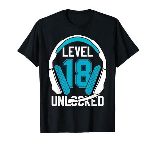 18. Geburtstag Cooles Gamer Jungen Männer Level 18 Unlocked T-Shirt von Gamer & Zocker Geburtstag Geschenke Männer Jungen