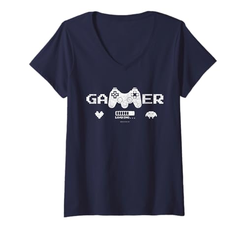 Damen Lustiger Gamer Titel Video Gaming Controller Teen Warrior T-Shirt mit V-Ausschnitt von Gamer warrior Tee's