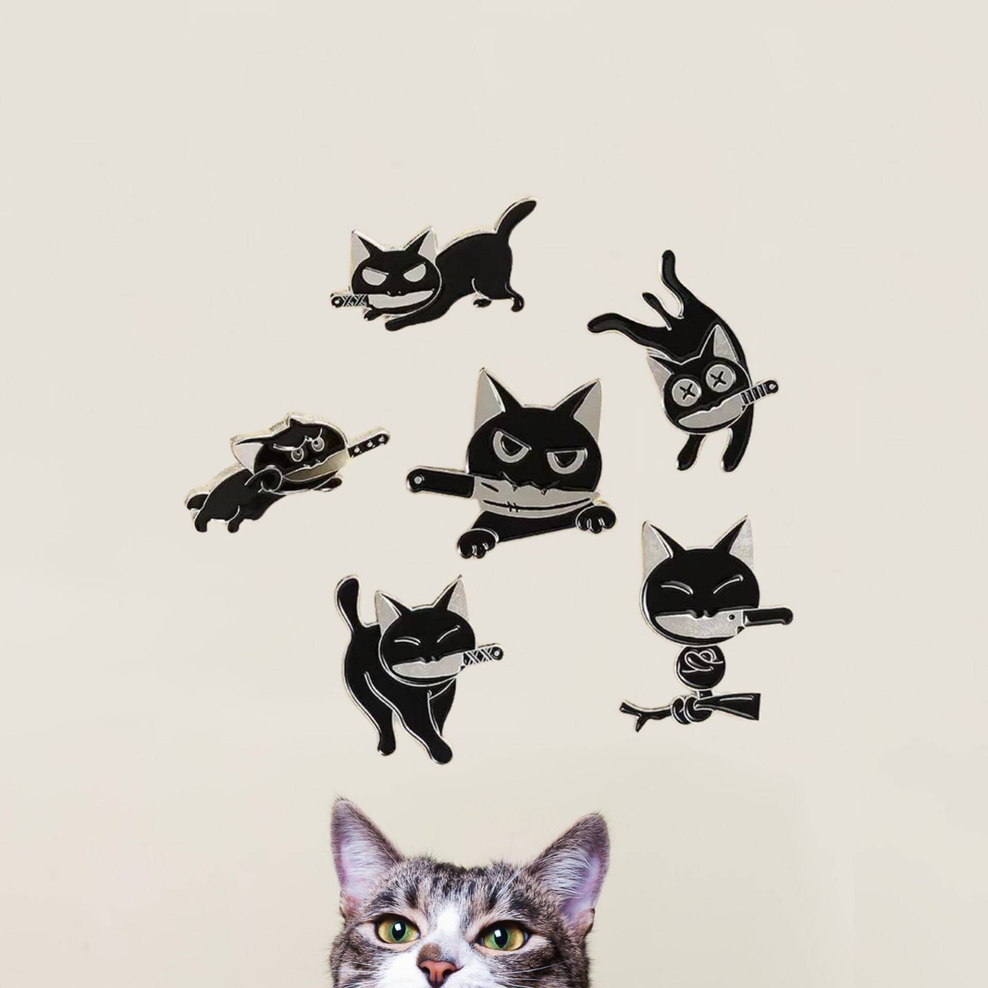 Schwarze Katzen Mit Messer Emaille Pins von GamerzShoppingCart