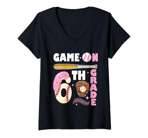 Damen Lustige Spiele auf Baseball Drip Ice Cream der sechsten Klasse für Kinder und Jungen T-Shirt mit V-Ausschnitt Damen Lustige Spiele auf Baseball Drip Ice Cream der sechsten Klasse für Kinder und Jungen T-Shirt mit V-Ausschnitt von Games On 6th Grade Baseball Lover Back To School