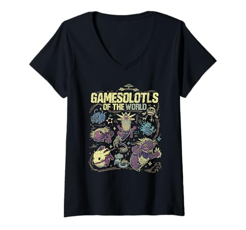 Damen Gamesolotls of The World Diverse Gamer Axolotl T-Shirt mit V-Ausschnitt Damen Gamesolotls of The World Diverse Gamer Axolotl T-Shirt mit V-Ausschnitt von Gamesolotls Types Of Gamers