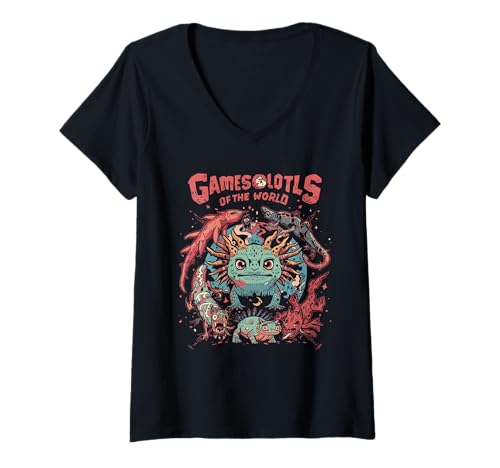 Damen Gamesolotls of The World Diverse Gamer Axolotl T-Shirt mit V-Ausschnitt Damen Gamesolotls of The World Diverse Gamer Axolotl T-Shirt mit V-Ausschnitt von Gamesolotls Types Of Gamers