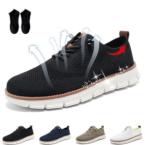 Gamfoam Wearbreeze-Schuhe for Herren, Bootsschuhe for Hineinschlüpfen mit Fußgewölbeunterstützung, Wearbreeze-Schuhe for Herren, besonders Bequeme Schuhe (Color : Black, Size : 10.5) von Gamfoam