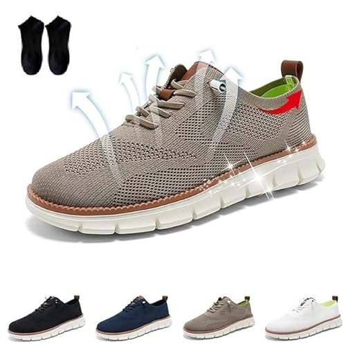 Gamfoam Wearbreeze-Schuhe for Herren, Bootsschuhe for Hineinschlüpfen mit Fußgewölbeunterstützung, Wearbreeze-Schuhe for Herren, besonders Bequeme Schuhe (Color : Khaki, Size : 6.5) von Gamfoam