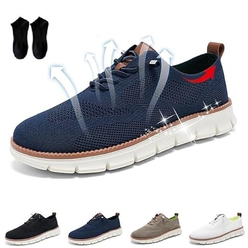 Gamfoam Wearbreeze-Schuhe for Herren, Bootsschuhe for Hineinschlüpfen mit Fußgewölbeunterstützung, Wearbreeze-Schuhe for Herren, besonders Bequeme Schuhe (Color : Navy, Size : 10) von Gamfoam