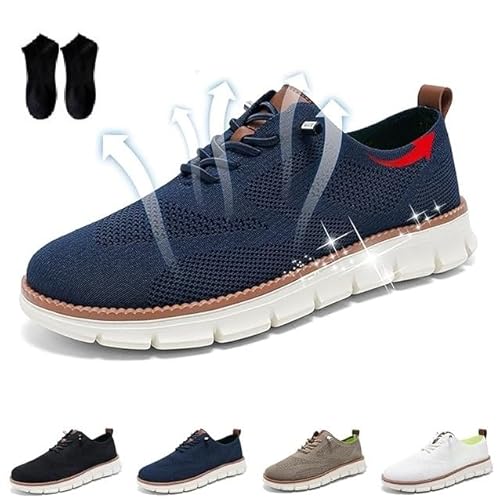 Gamfoam Wearbreeze-Schuhe for Herren, Bootsschuhe for Hineinschlüpfen mit Fußgewölbeunterstützung, Wearbreeze-Schuhe for Herren, besonders Bequeme Schuhe (Color : Navy, Size : 10.5) von Gamfoam