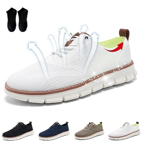 Gamfoam Wearbreeze-Schuhe for Herren, Bootsschuhe for Hineinschlüpfen mit Fußgewölbeunterstützung, Wearbreeze-Schuhe for Herren, besonders Bequeme Schuhe (Color : White, Size : 10.5) von Gamfoam