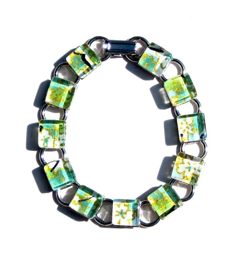 Eden. Ein Grüner Kimono Cube Glas Fliesen Armband - Von Gamiworks Eden. Ein Grüner Kimono Cube Glas Fliesen Armband - Von Gamiworks von GamiWorks