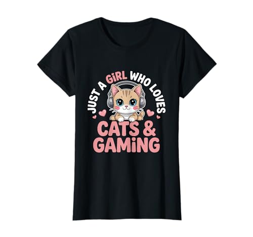 Nur EIN Mädchen, das Katzen und Spiele liebt T-Shirt Nur EIN Mädchen, das Katzen und Spiele liebt T-Shirt von Gaming And Cats