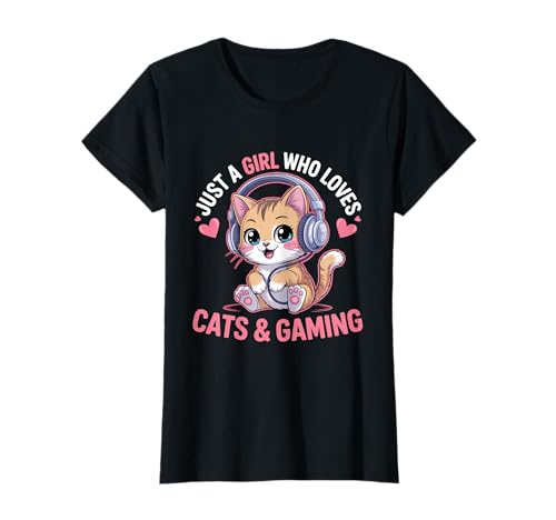 Nur EIN Mädchen, das Katzen und Spiele liebt T-Shirt Nur EIN Mädchen, das Katzen und Spiele liebt T-Shirt von Gaming And Cats