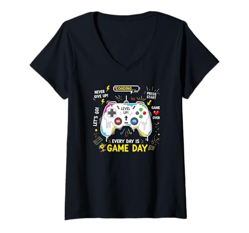 Damen Videospiel Gaming Controller Motivierende Gamer Kunst T-Shirt mit V-Ausschnitt Damen Videospiel Gaming Controller Motivierende Gamer Kunst T-Shirt mit V-Ausschnitt von Gaming Art Cool Gamer