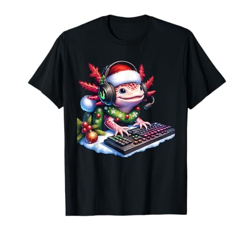 Gamer Axolotl Weihnachten Videospiele Kopfhörer Santa Jungen Herren T-Shirt Gamer Axolotl Weihnachten Videospiele Kopfhörer Santa Jungen Herren T-Shirt von Gaming Axolotl Tee Video Games Christmas Men Gifts