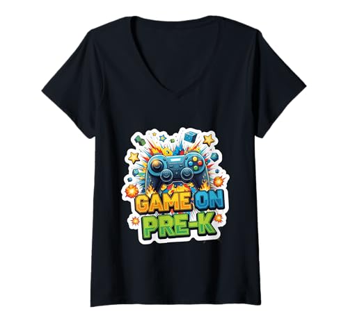 Damen Gaming-Spiel für Jungen vor dem ersten Schuljahr vor dem Kindergarten T-Shirt mit V-Ausschnitt Damen Gaming-Spiel für Jungen vor dem ersten Schuljahr vor dem Kindergarten T-Shirt mit V-Ausschnitt von Gaming Boys Game On Pre-K Products