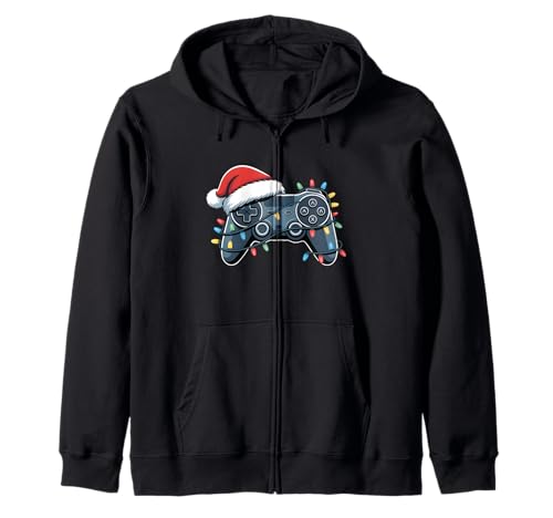 Videospiel-Controller Weihnachten Nikolausmütze Gamer Jungen Herren Kapuzenjacke Videospiel-Controller Weihnachten Nikolausmütze Gamer Jungen Herren Kapuzenjacke von Gaming Controller Xmas Lights
