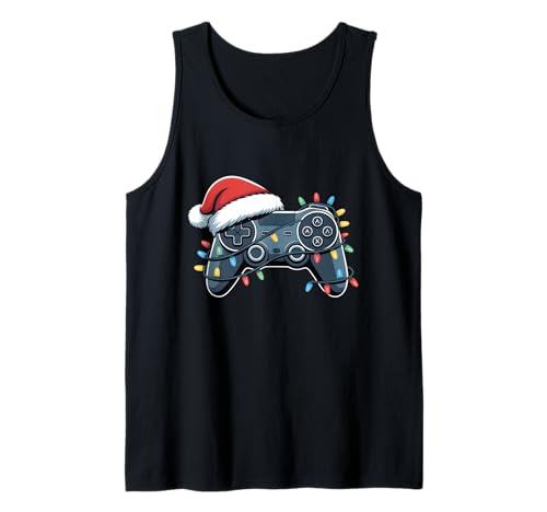Videospiel-Controller Weihnachten Nikolausmütze Gamer Jungen Herren Tank Top Videospiel-Controller Weihnachten Nikolausmütze Gamer Jungen Herren Tank Top von Gaming Controller Xmas Lights