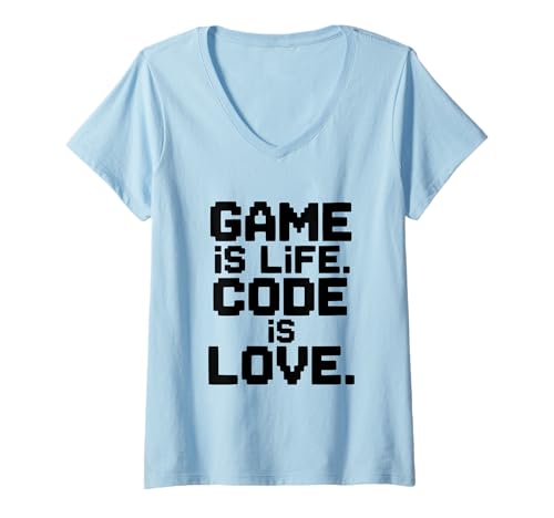 Damen Spiel ist Leben Code ist Liebe, Technikfreak, Gamer, Humor T-Shirt mit V-Ausschnitt Damen Spiel ist Leben Code ist Liebe, Technikfreak, Gamer, Humor T-Shirt mit V-Ausschnitt von Gaming Enthusiasts United For All Tech Lovers