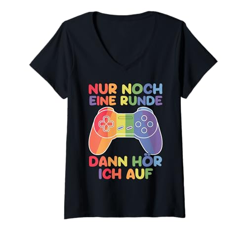 Damen Nur Noch Eine Runde Dann Hör Ich Auf Zocken Gamer Zocker T-Shirt mit V-Ausschnitt Damen Nur Noch Eine Runde Dann Hör Ich Auf Zocken Gamer Zocker T-Shirt mit V-Ausschnitt von Gaming Gamer Zocker Jungen Herren Mädchen Merch