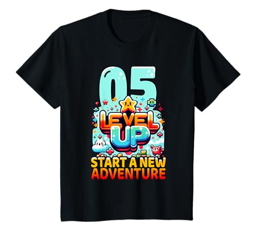 Level Up 5 Jahre Kinder Gaming 5. Geburtstag Jungs T-Shirt von Gaming Geburtstagsshirts Kindergeburtstag Zocken