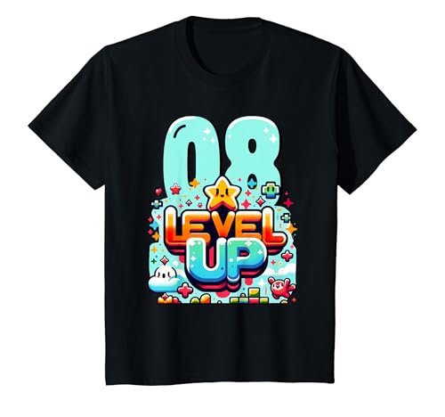 Kinder Level Up 8 Jahre Kinder Gaming 8. Geburtstag Jungs T-Shirt von Gaming Geburtstagsshirts Kindergeburtstag Zocken