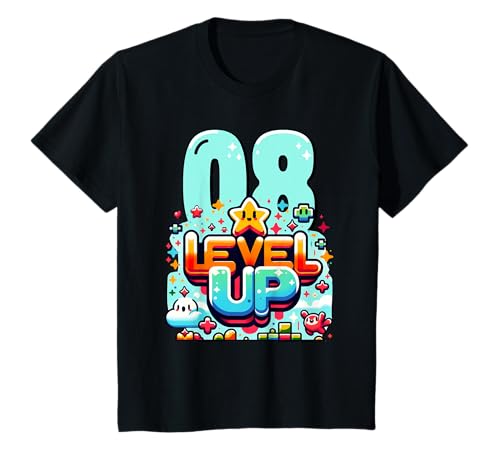 Level Up 8 Jahre Kinder Gaming 8. Geburtstag Jungs T-Shirt von Gaming Geburtstagsshirts Kindergeburtstag Zocken